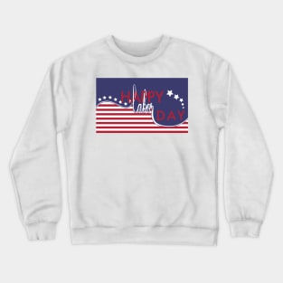 Happy Labor Day with USA Flag Illustration Crewneck Sweatshirt